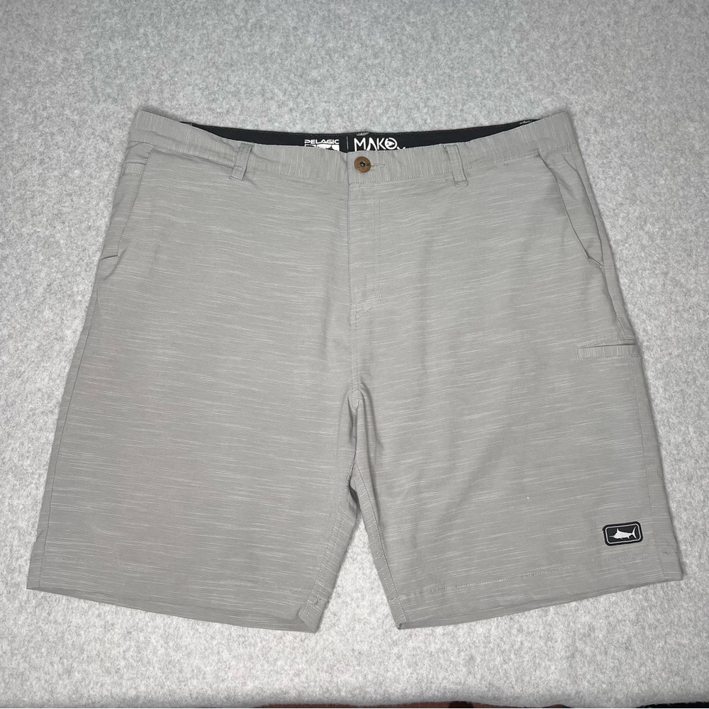 Pelagic Men’s Mako Hybrid Shorts Size 40 Quick Dry Heather Gray Fishing Stretch